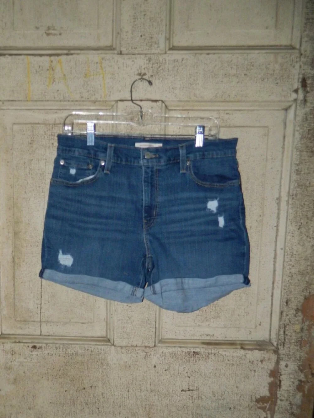 Levis Mid Length Womens Shorts Denim Jean Sz 32 (BB-3)